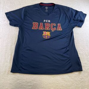 Blue Large Barcelona FC Barca FCB V Neck T-Shirt